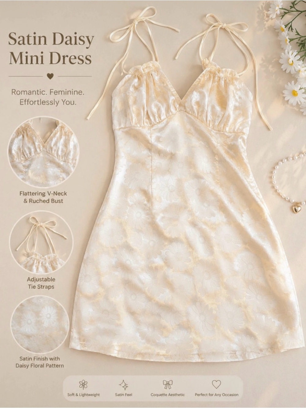 White Satin Mini Dress